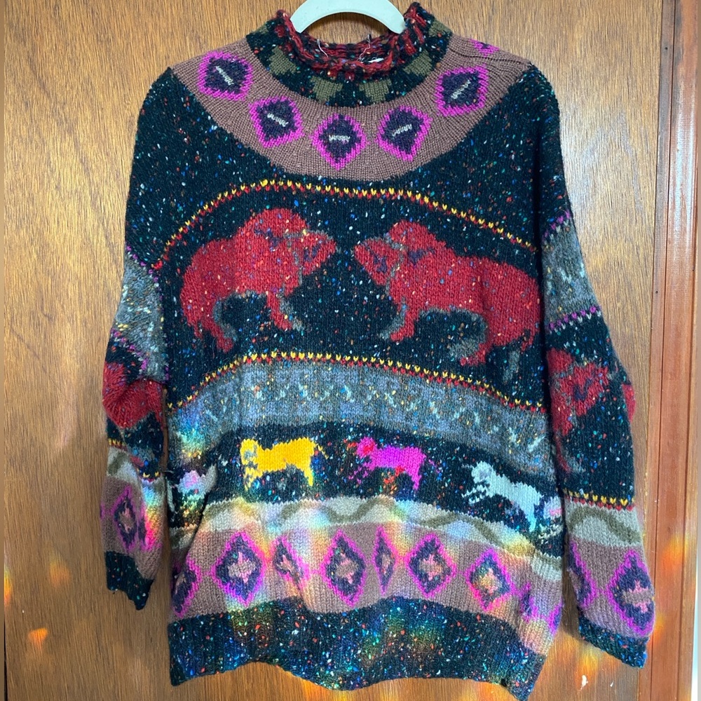 Vintage Susann D Multicolor Patterned Wool Sweater